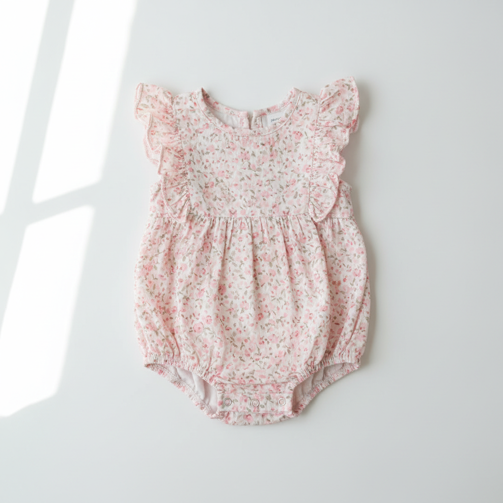 Floral Ruffle Romper – Newborn to 6 Months